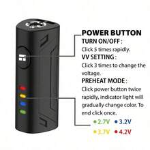 510 Threaded Connector, Mini Soldering Iron Kit, Portable Threaded Soldering Iron, 400mAh Battery Case, Adjustable Voltage Battery Holder, With Type-C Charging Cable, Fast Heating, Comes With A Lanyard For Easy Storage, Compatible With Heating Tip Tools, Suitable For Mobile Phone, Computer, Camera, Circuit Board Repair, DIY Projects And Electronics Repair. - 彩色 - 查看 3