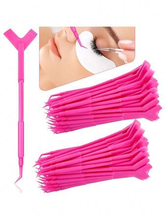 100 st Y-formade ögonfranslyft- och permanentverktyg - borste för ögonfransförlängningstillbehör