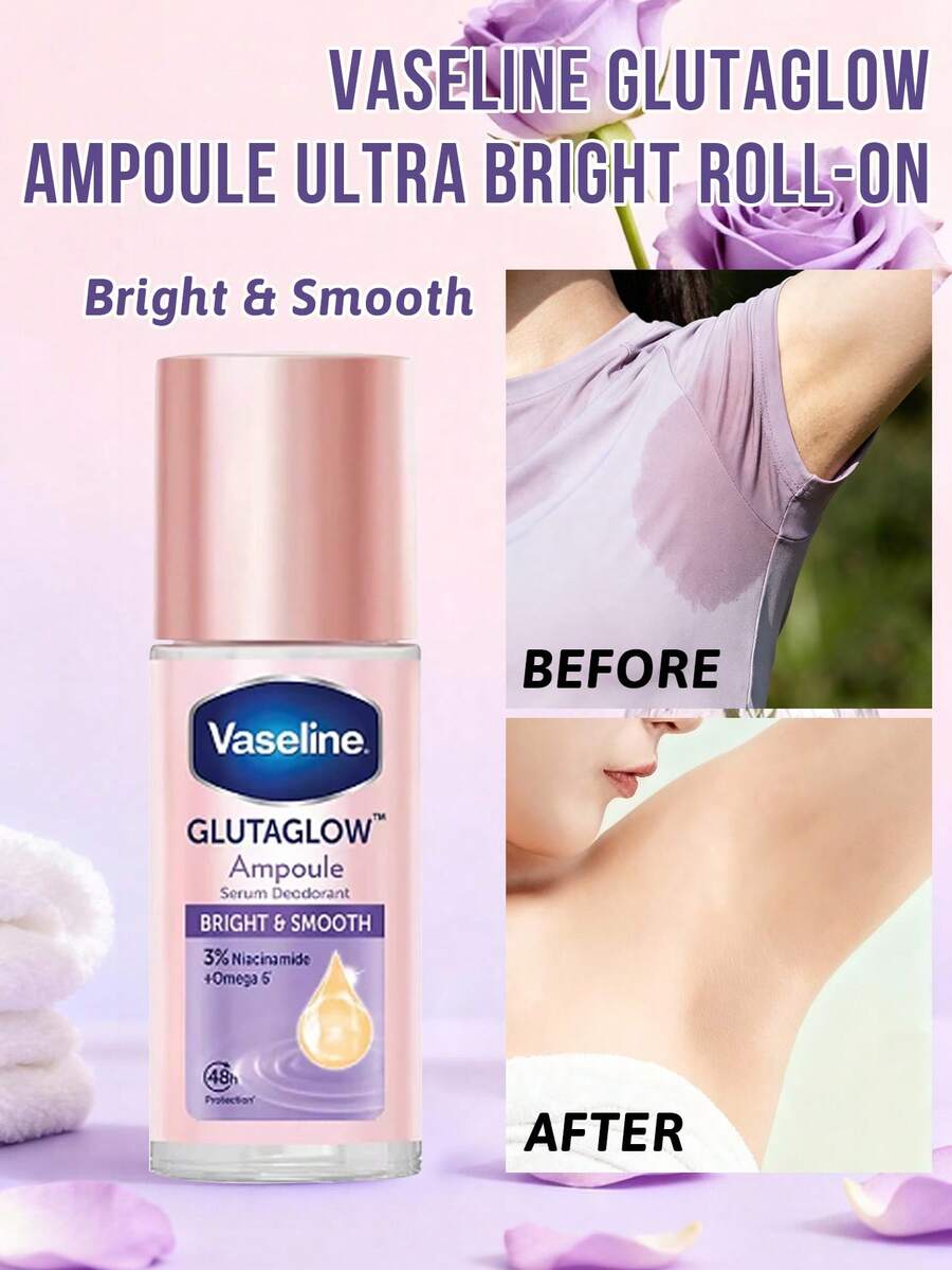 Vaseline 凡士林 GlutaGlow 亮白滾珠除臭劑,48小時汗水與異味控制,亮白平滑,即時阻汗,持久清新,冷感按摩塗抹頭,口袋隨身香氛,隱形快乾配方,不黏膩 - Bright & Smooth - 查看 1