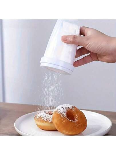 1pc Handheld Plastic Flour Sifter – Round Fine Mesh Sieve For Dusting Cocoa, Powdered Sugar & Flour. Lightweight, Easy-To-Use Baking Tool For Cakes, Pastries & Home Baking Projects, Cake Decorating Supplies, Sleek Kitchenware, Durable Kitchen Item