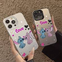 Miniso Disney Lilo & Stitch Phone Case, "Love" Themed Design With Stitch & Angel In Romantic Posefor IPhone 17/17 Pro/17 Pro Max/17 Air/16/15/14/13/12/11/X Series,Iphone 17 Pro Max Case,Iphone 17 Pro Case,Iphone 17 Case,Stocking Stuffers,The Girlfriend,The Chosen,Early Fall Fashion - Pink - View 6