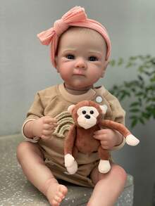 Bettie Doll head 1-4 1 PC 18 Inch Full Silicone Vinyl Bettie Reborn Girl Baby Doll Handmade Baby Newborn Doll With Painted Hair(Include Monkey Toy) - Reborn Girl - View 11