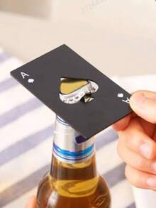 1 pieza - Abridor de botellas as de picas, abridor de botellas de naipe, abridor de botellas de refrescos, tarjeta de acero inoxidable