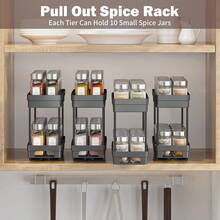 1pc/2pcs 2 Tier Multifunctional Plastic Storage Rack, Large Capacity Double Layer Cabinet Storage Organizer, Drawer Type Storage Shelves For Seasoning Bottle & Spice Jar, Pull Out Under Sink Organizer, Suitable For Cabinet, Kitchen, Restaurant And Bathroom, Space-Saving Storage Holder