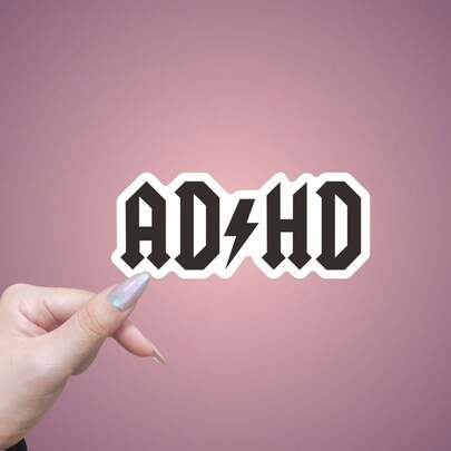 ADHD贴纸 - 哑光表面，自粘式，卡通设计，适用于罐子、汽车、笔记本电脑等，经久耐用，时尚装饰