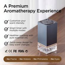 Waterless Diffuser For Essential Oils – 50ml Capacity Nebulizer Aromatherapy Diffuser, Battery Operated Mini Scent Air Machine With 4 Mist Settings Timers For Home,Cars,Office - Blue - View 2