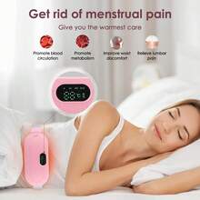 Cordless Heating Pad For Period Cramps: Portable Menstrual Heating Belt With 3 Heat Levels 4 Massage Modes - Wearable Waist Heating Pad For Women Girls - 粉色 - 查看 3