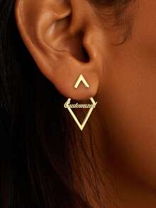 1 par de elegantes pendientes de cruz dorados, pendientes de símbolo de tachuelas, pendientes icónicos dorados, joyería de uso diario, pendientes de diseño original, joyería personalizada con diseños opuestos, personalización de nombre personalizada en pendientes, estilos opuestos, rectangular, estilos de diseño abstracto. - Estilo 6 - Ver 3