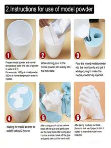 3D DIY Couple Hand Casting Kit, 1000g/500g/300g 3D Hand Mold DIY Casting Powder, DIY Craft Gift Set, Plaster Souvenir Ornaments, Capturing Unforgettable Moments, Clay Modeling, All Seasons Keepsake, Mother's Day, Valentine's Day, Holiday Gift, Personalized Gift, Gift For Her, Gift For Him, Unique Gift - Multicolor - View 10