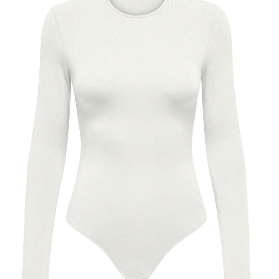 Body Only Lea blanco básico manga larga para mujer - Blanco - Ver 1