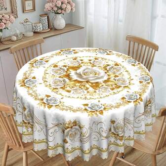 1pc 3D Floral Tablecloth, Vintage Farmhouse Style, Suitable For Spring/Summer Camping, Picnics, Weddings, Mother's Day, Anniversaries, Garden Birthday Parties, Kitchen, Dining Room, Indoor/Outdoor Tables, Perfect Gift For Friends And Family, Multiple Sizes Available