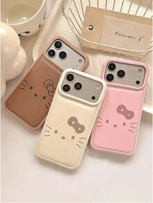 Sanrio 可爱卡通猫咪表情 Hello Kitty 蝴蝶结硅胶手机壳 - 兼容苹果 17/17 Air/17 Pro/17 Pro Max、16/16 Plus/16 Pro/16 Pro Max、15/15 Plus/15 Pro/15 Pro Max、14/14 Plus/14 Pro/14 Pro Max、13/13 Pro/13 Pro Max、12/12 Pro/12 Pro Max、11/11 Pro Max，防尘、高性价比、流行款，气泡纹理防摔保护套