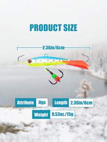 GOTURE 1个带滑动尾的冰钓饵，适用于冬季冰钓、冰钩钓，以及钓鲈鱼、黑鲈、魟鱼和角鲨。 - 彩色 - 查看 6