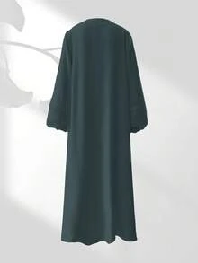 Bộ áo choàng không tay cài khuy phía trước viền ren, gồm áo lót không tay và khăn voan - Nhẹ nhàng, thanh lịch, thoáng khí, thích hợp cho mùa xuân/hè. - Màu xanh đậm - Xem 6