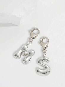 Bubble Silvery Letters Cute Necklace Pendant Bag Pendant-Lucky Crystal Pendant, Alphabet Letters A-Z, The Best Item For Spring And Summer Pairing,Shiny Alloy Bag And Backpack Pendant-Perfect Gift - Multicolor - View 6