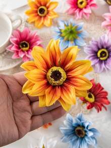 10朵混色大号仿真丝绣球花、菊花、非洲雏菊，DIY花环材料，糖果盒装饰，家居婚礼装饰，新娘手腕花，情人节新年派对蛋糕用品 - 彩色 - 查看 5