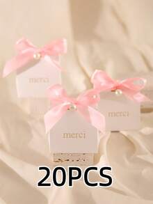 20Pcs Paper Gift Boxes With Golden 'merci' Labels, Including Ribbons And Beads - Perfect For Birthdays, Weddings, Mother's Day, And More - Available In Princess Theme - Multicolor - View 10