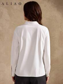 Aliao 优雅 3D 立体花卉刺绣长袖衬衫，宫廷风，情人节，纯色，全白，白色派对，婚礼季，复古奢华，返校季，女士音乐会服装，婚礼宾客，波西米亚风 - 白色 - 查看 9