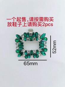 1pc Classic Versatile Crystal Shoe Clip Accessory, Rhinestone Metal Detachable Shoe Decoration For Bridal High Heels And Other Shoes - Green - View 13