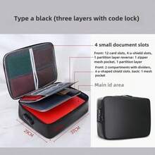 1 Stück 3-lagiger Dokumentenkoffer mit wasserabweisendem Reißverschluss, tragbare Reise-Organizer-Tasche für Zuhause für Laptop, Akten, Zertifikate - Stil - Übersicht 13
