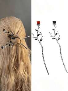 1支复古中式木质发簪，优雅发髻配饰，传统汉服发夹，新款中式发簪发饰，发髻延长器，发髻制作器，发髻发片，造型发簪，发夹，发卡，发饰，头部配饰