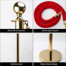 4-Piece Stanchion Post Set - 3 Ropes Crowd Control Barriers For Events Parties - Gold - View 6
