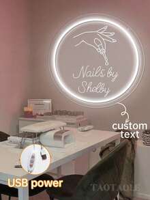 Customized Neon Sign For Nail Salon, Personalized Nail Art Neon Sign Designed Specifically For Nail Salons, USB-Powered LED Nail Art Wall Decor Sign. - The Perfect Choice For Personalized Gifts And Beauty Studio Decor! - Multicolor - View 5