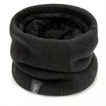 1pc Solid Color Thermal Lined Neck Warmer, Casual Cold-Proof Unisex Scarf, Suitable For Daily Wear, Autumn/Winter,Holiday,Travel - Black - View 3