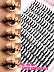 Asiteo 200pcs D-Curl Pointed Tip Cartoon Eyelash Extensions, Anime Thick Lash Clusters, Pointed Tip Individual Lashes, 12-20mm Length Cluster Lash Extensions, Fairy Individual Cluster Lashes - D - Xem 1