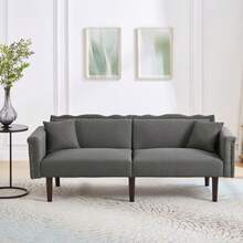 Sofa Bed With Bed Function, Adjustable Angle, Golden Legs, With Cushions And Side Storage Pockets - Antique Gray - View 3
