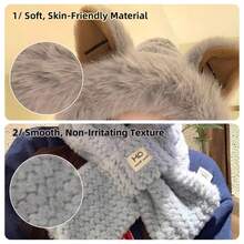 1 Peça, Chapéu Quente de Inverno, Cachecol, Acessórios 2 em 1, Formato de Animal Fofo, Cachecol Grosso e Elástico para Pescoço Quente, Orelhas de Personagem, Chapéu Felpudo de Pelúcia Feminino, Design de Animal Fofo, Opção de Presente Ideal para Acessórios de Inverno da Família e Amigos