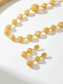 Mgyi Gold-Colored Copper Fashionable And High-End Luxury Retro For Women,18K Gold Plated Elegant Luxury Square Design Necklace For Women, Suitable For Nigeria, Dubai, Middle East, Saudi Arabia Bridal Wedding, Daily Wear, Wedding Anniversary Gift, Halloween Gift For Friends - PXLEH-247 - View 4