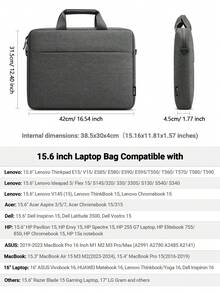 TECOOL 适用于14-17.3英寸华硕、惠普及其他品牌笔记本电脑的加厚肩带笔记本电脑包，防水防震，深灰色。 - 深灰色 - 查看 9