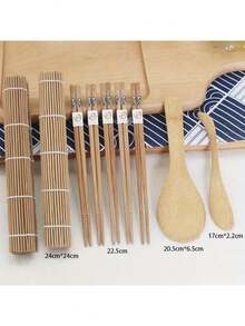 9件套DIY寿司制作套装 米饭模具 厨房寿司制作工具套装 寿司模具 烹饪工具套装 - 摩卡棕 - 查看 3