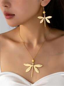 2件/3件套首饰套装，欧美风格女士可调节手镯、手链和戒指套装，蜻蜓项链耳环，蛇形设计个性化手链配饰