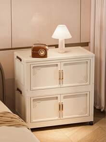 Durable Multi-Function Foldable Storage Box With Lid And Wheels - 3-Door Stackable Storage Bin, Suitable For Storing Clothes, Snacks And Camping Gear - White - View 2