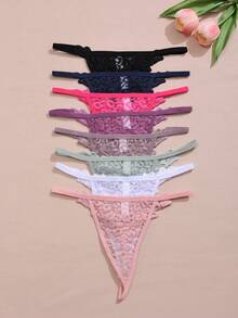 8pcs/Pack Women's Fashionable Multicolor Thong Panties - Multicolor - View 5