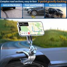 TAFDIUR Magnetic Adjustable Car Phone Holder - Multi-Angle Stable Fixation, With 1 Metal Ring, 360° Rotation, Adjustable Non-Slip Silicone Clip, Black Grid Design, Suitable For All Smartphones, ABS Material, Non-Waterproof, Dashboard Mounting | Fashionable Design | Firm Grip - Magnetic Alligator Clip - View 7