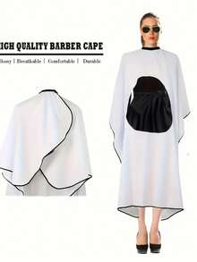 Professional Barber Cloak Strap Front Panel - Heavy-Duty Salon Cloak Strap With Black Trim And White Back Panel - Ideal Gift For Barbers And Clients - Easy-To-Clean Design - Hygienic Hairdressing Barrier - Christmas Gift - Transparent And Sturdy Barber Cloak, Suitable For Barbers And Stylists - Long-Lasting And Practical Use, Barber Clothing Oversized Hairdressing Cape, Barber Shop Cape, Barber Shop Accessories - Multicolor - View 9