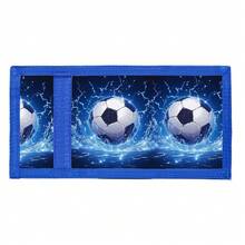 Multifunctional Tri-Fold Wallet, Fabric Wallet, Can Hold Credit Cards, ID And Cash, Cute & Fashionable, With Coin Pouch And ID Window, Football Print, Suitable For Men, Girl And Kids - Wallet Football - View 7