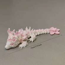1pc 3D Printed Cherry Blossom Dragon Joint Movable Desktop Ornament - Realistic White And Pink Floral Design, Fine Craftsmanship, Perfect Birthday Gift, Home Decoration, Collectible Small Statues, Dragon Decoration, Exquisite Craftsmanship - Multicolor - View 5