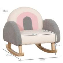 HOMCOM Rocking Chair For Toddlers, Cute Design, Faux Leather, Eucalyptus Wood, 50 X 45 X 44cm, Grey+Pink+Cream On Site - 1 - View 5