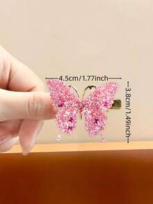 12个/套水钻渐变蝴蝶发夹，绚丽的渐变色搭配闪亮亮片，在灯光下熠熠生辉。金色夹子设计，精致小巧——适合女孩和女士佩戴，日常必备，无论休闲还是派对，都能让你成为焦点。发饰，头饰，发夹 - 彩色 - 查看 9