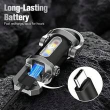 Portable Rechargeable Bright Keychain Flashlight Phone Charger, 1200 Lumens Waterproof Mini EDC Compact Keychains Flashlight, LED USB Torch Light With 7 Modes Type-C For Outdoor Camping (2pcs) - 1pc - 查看 5