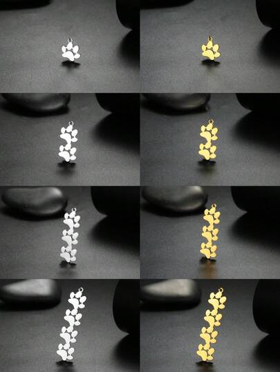 AMAXER 3pcs/Set Stainless Steel Single Paw Print & Continuous Paw Print Pendant, Cute Minimalist Handmade DIY Jewelry Making Supplies, Holiday Gift, Wholesale