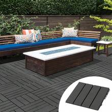 Outsunny Terrace Tiles, 9 Piece Set, Balcony Tiles, Patio And Garden Tiles, Black Plastic 30x30cm - 1 - View 6