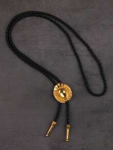 1pc Fashion Retro Personalized Bronze/Silver Unisex Bolo Tie Necktie Necklace, Suitable For Daily Wear And Gift