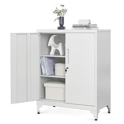  SONGMICS Armoire de garage, armoire de rangement en métal avec portes et étagères, armoire de bureau pour la maison, armoire de classement verrouillable, polyvalente, pour bureau, salon, gris mat