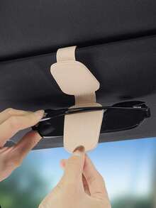 1 Universal Car Litchi Texture PU Material Sun Visor Glasses Clip, Car Glasses Frame, Car Accessories, Glasses Storage Holder, Suitable For Self-Driving Tours, Vacations, Back To School, Weekend Camping, Can Also Be Used As A Gift For Mother, Girlfriend, Boyfriend, Father, A Perfect Gift, Travel Essentials, Travel Accessories, Travel Bags, Vacation, Holidays, School Supplies, Glasses Case, Sunglasses, Women - Multicolor - View 3