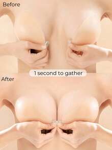 Ultra-Sticky Silicone Push-Up Bra - Reusable Adhesive Bra, Must-Have Backless Tops & Date Nights - Màu be - Xem 7